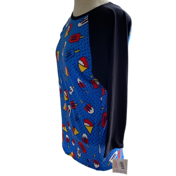 Lularoe Randy Print Shirt Top Women's Small Short Sleeve Popsicle Blue NEW - Picture 6 of 12